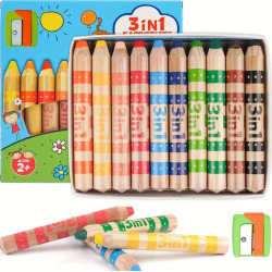 Thick, wooden, easy-to-clean, and washable pencils.