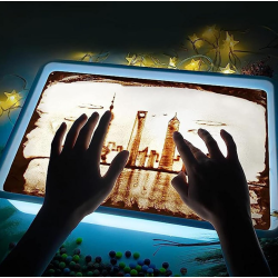 Creative sand art set with illuminated table
